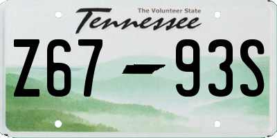 TN license plate Z6793S