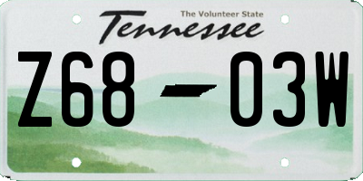 TN license plate Z6803W