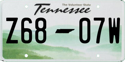 TN license plate Z6807W