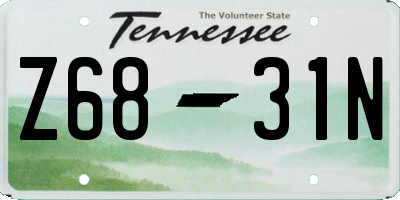 TN license plate Z6831N