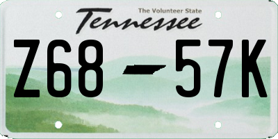 TN license plate Z6857K
