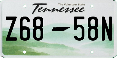 TN license plate Z6858N