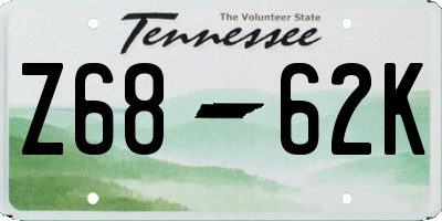 TN license plate Z6862K