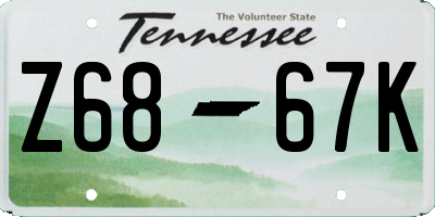 TN license plate Z6867K