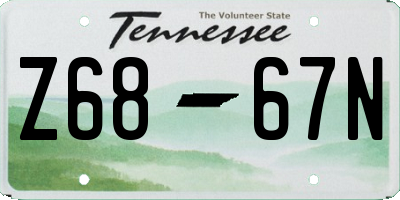 TN license plate Z6867N