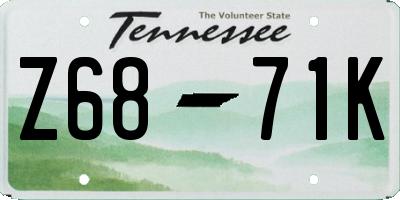 TN license plate Z6871K