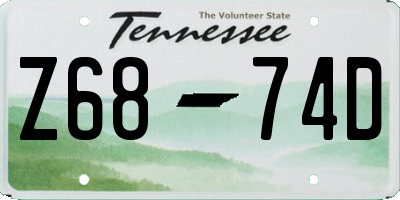TN license plate Z6874D