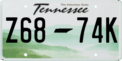 TN license plate Z6874K