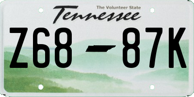 TN license plate Z6887K