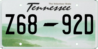 TN license plate Z6892D