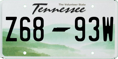 TN license plate Z6893W