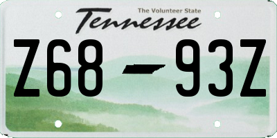 TN license plate Z6893Z