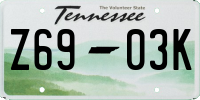 TN license plate Z6903K