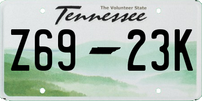 TN license plate Z6923K