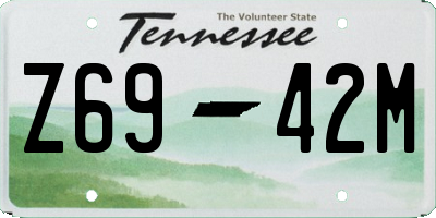 TN license plate Z6942M