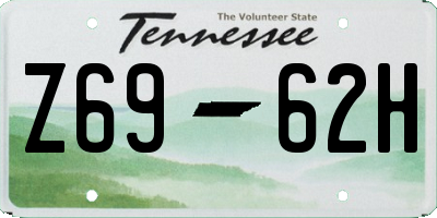 TN license plate Z6962H