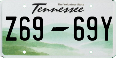 TN license plate Z6969Y