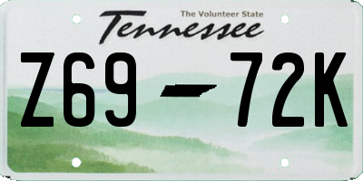 TN license plate Z6972K