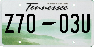 TN license plate Z7003U