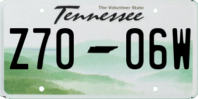 TN license plate Z7006W