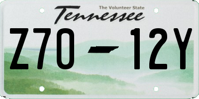 TN license plate Z7012Y