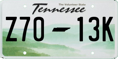 TN license plate Z7013K