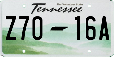 TN license plate Z7016A