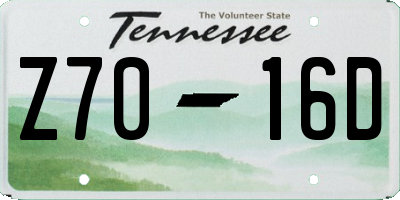 TN license plate Z7016D