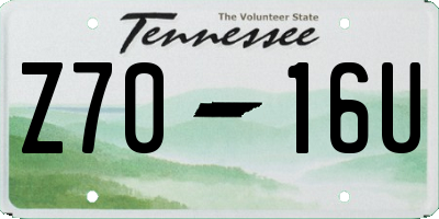 TN license plate Z7016U