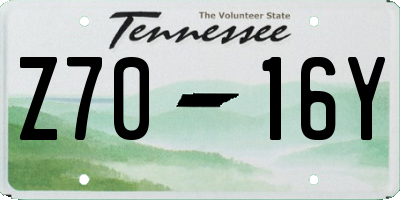 TN license plate Z7016Y
