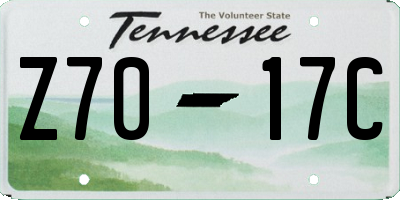 TN license plate Z7017C