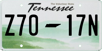TN license plate Z7017N