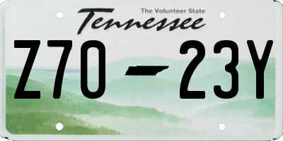 TN license plate Z7023Y