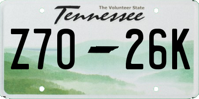 TN license plate Z7026K