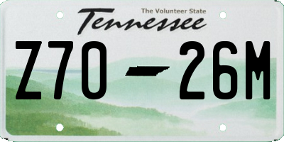 TN license plate Z7026M