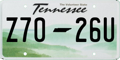 TN license plate Z7026U