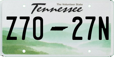 TN license plate Z7027N
