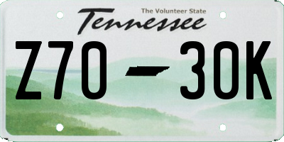 TN license plate Z7030K