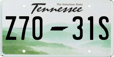 TN license plate Z7031S