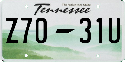 TN license plate Z7031U