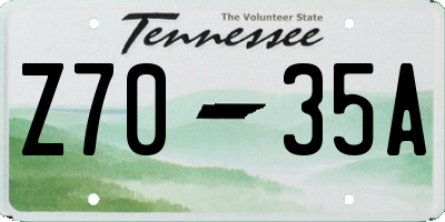 TN license plate Z7035A