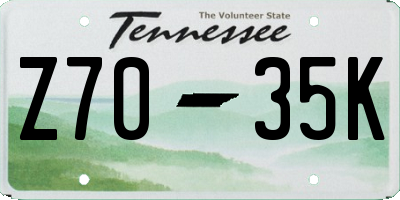 TN license plate Z7035K