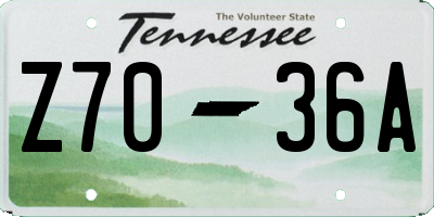 TN license plate Z7036A