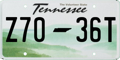 TN license plate Z7036T