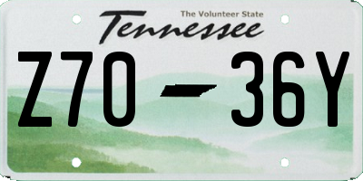 TN license plate Z7036Y