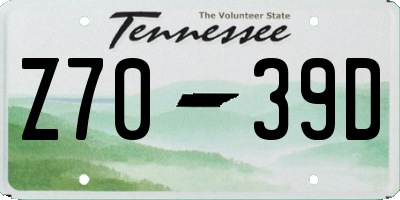 TN license plate Z7039D