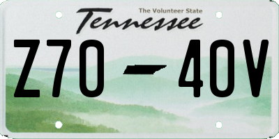 TN license plate Z7040V