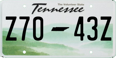 TN license plate Z7043Z