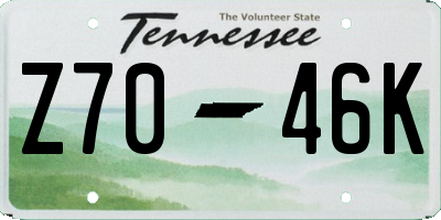 TN license plate Z7046K
