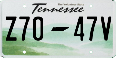TN license plate Z7047V